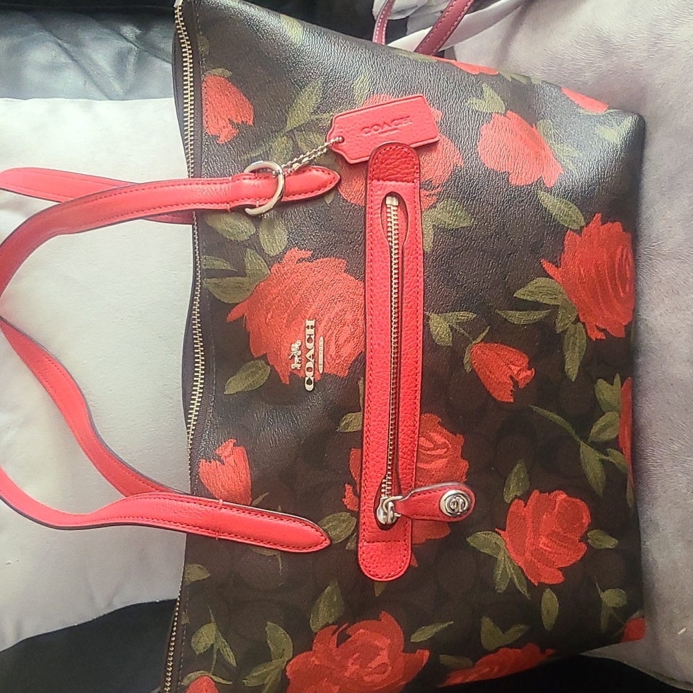 EUC floral Coach tote